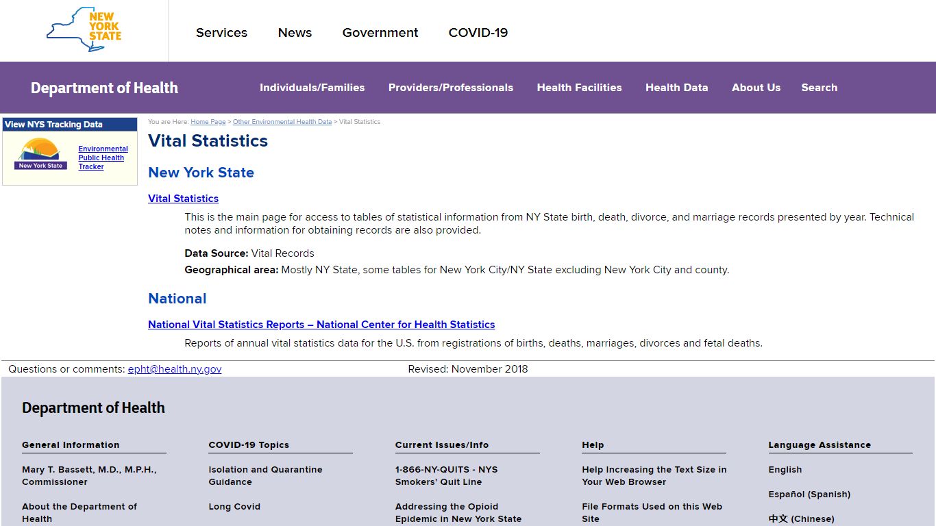 Vital Statistics - New York State Department of Health